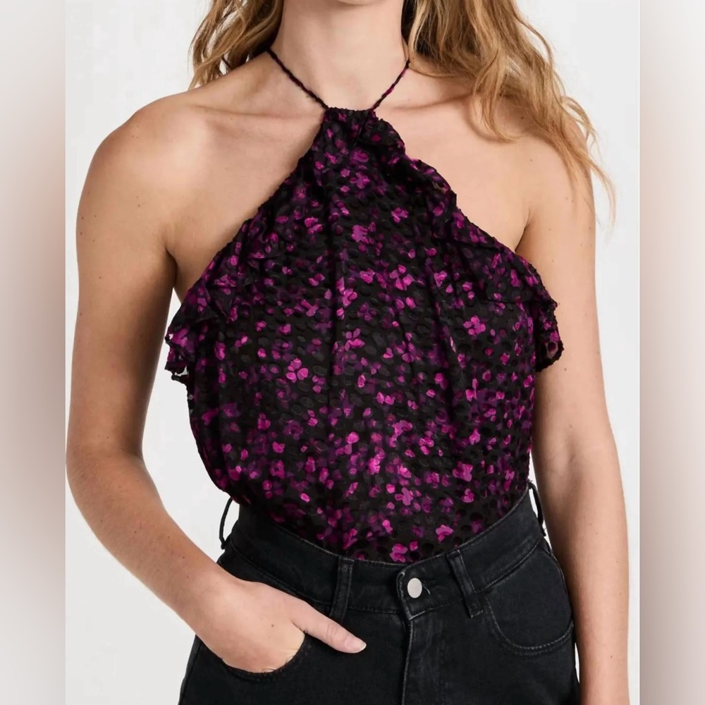 NWT Ramy Brook Pippin blouse in plum/black - small